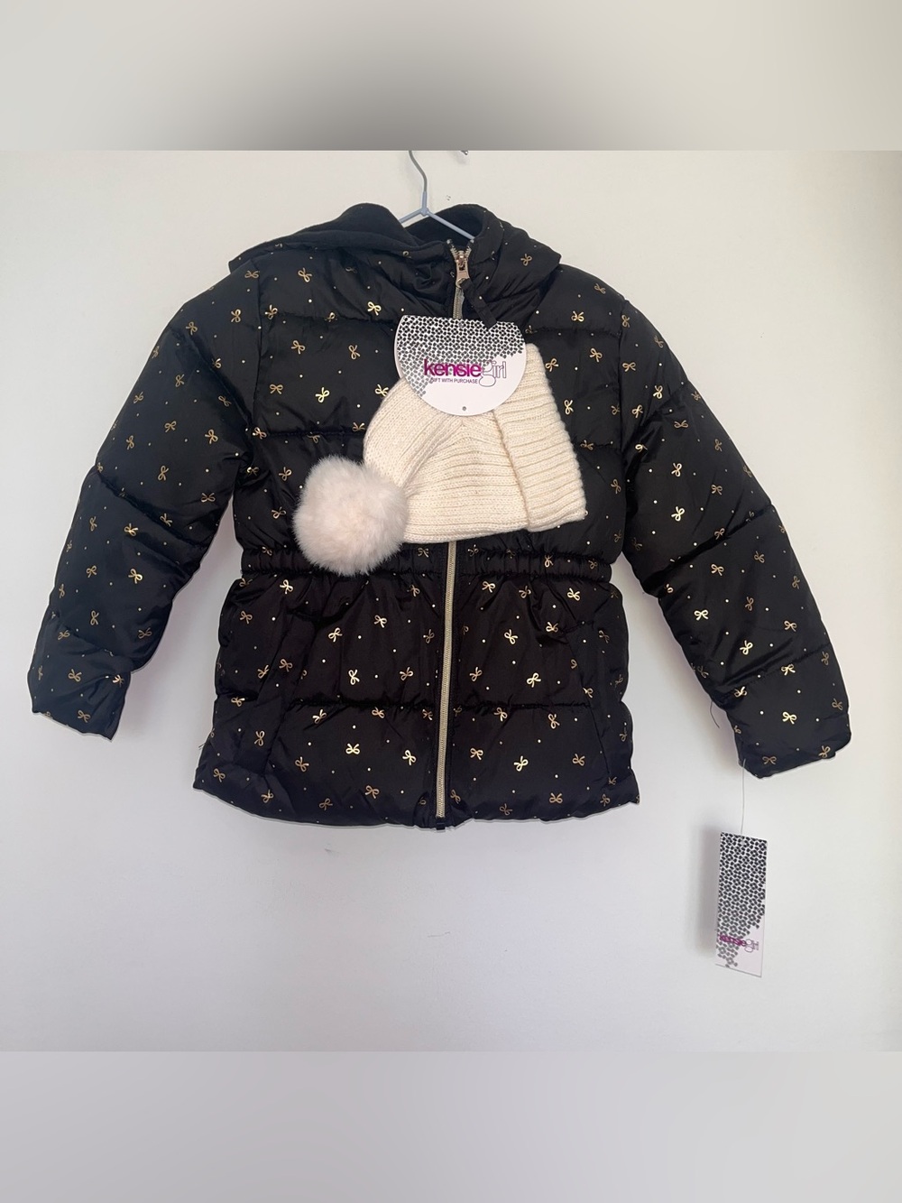 Kensie Girl Black Jacket with Gold Bow Accent